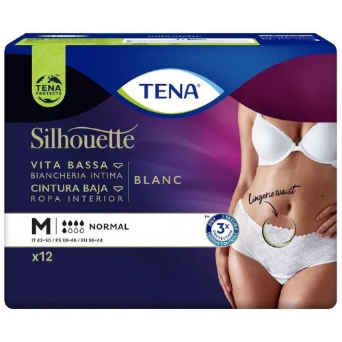 Absorbente incontinencia orina dia anatomico - tena silhouette braga cintura baja blanco (12 unidade