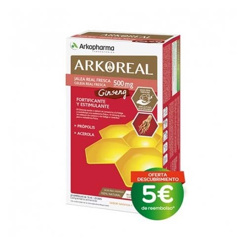 Arkoreal jalea real ginseng sin azucar (20 ampollas 15 ml)