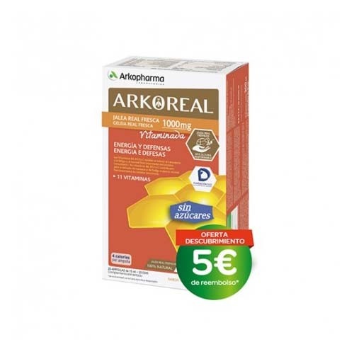 Arkoreal jalea real vitaminada sin azucar (1000 mg 20 ampollas 15 ml)